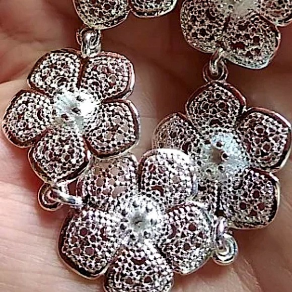 Boho Sterling Silver 925 Flower Chain Bracelet - Picture 10 of 10